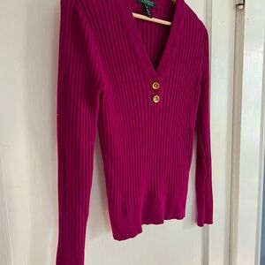 Ralph Lauren 'Quiet Luxury' Ribbed Burgundy Sweater